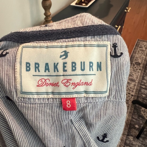 Brakeburn embroidered anchor button down scoop neck cottonshirt size 8 - Picture 8 of 8